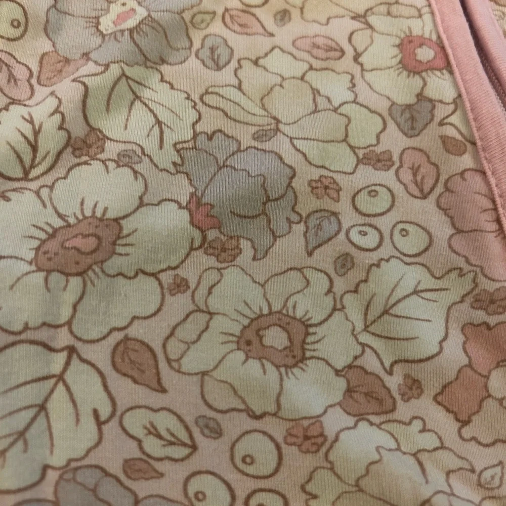 Caden Lane Pink Floral Bamboo Double Zipper Sleeper- Foot and Hand Covers